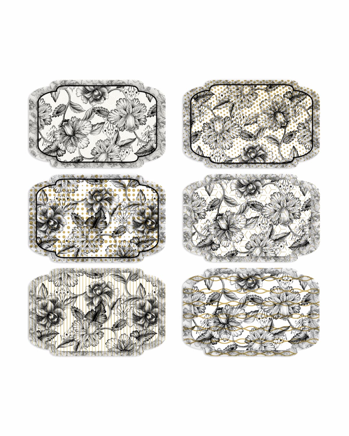 Set tovagliette americane pixie fiori oro argento