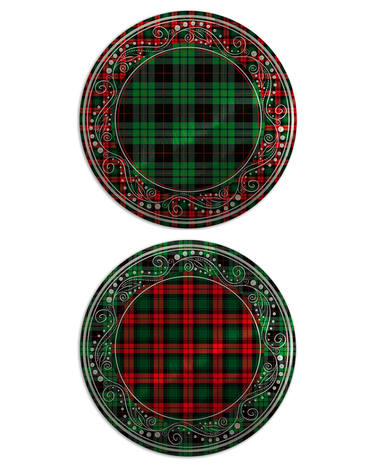sottopiatti natalizi in tartan rosso e verde