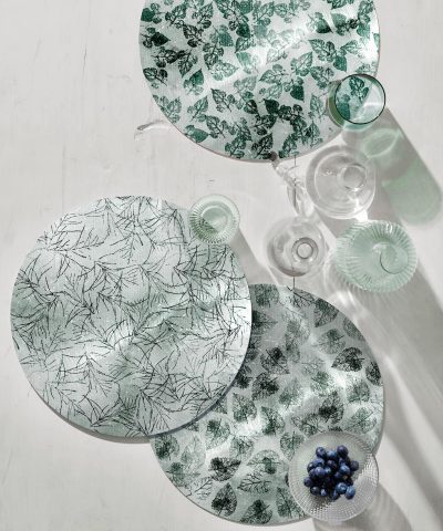Sottopiatti metallo foliage foglie verdi