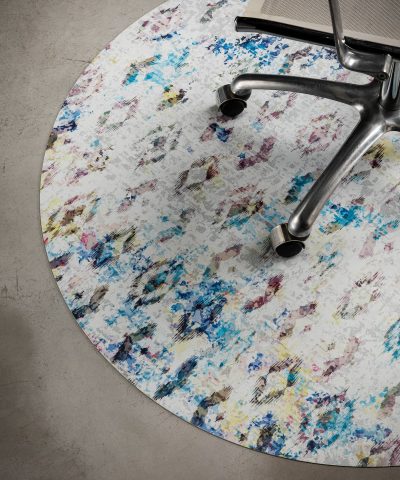 tappeto aristeo round rosa azzurro blu dettaglio