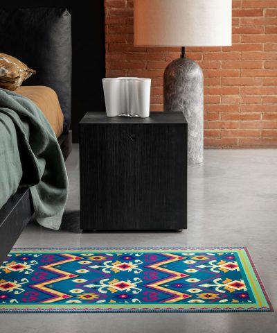 Tappeto KilimKolor runner blu fucsia verde