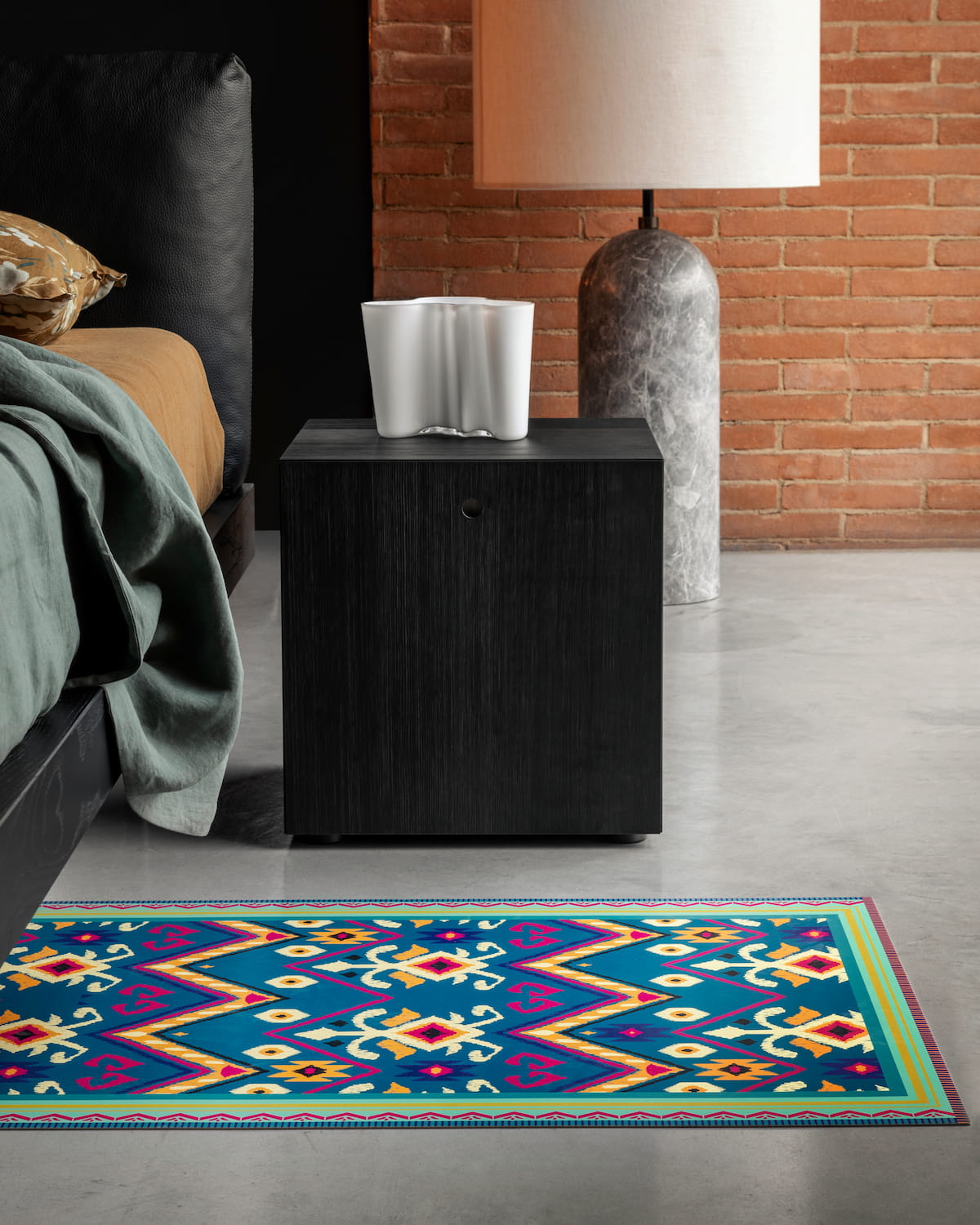 Tappeto KilimKolor runner blu fucsia verde