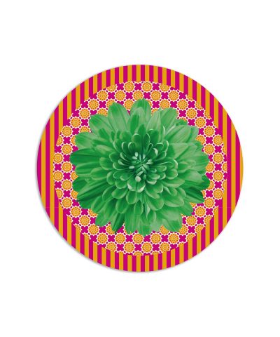 tovaglietta tonda flower power fiore verde rosa arancio