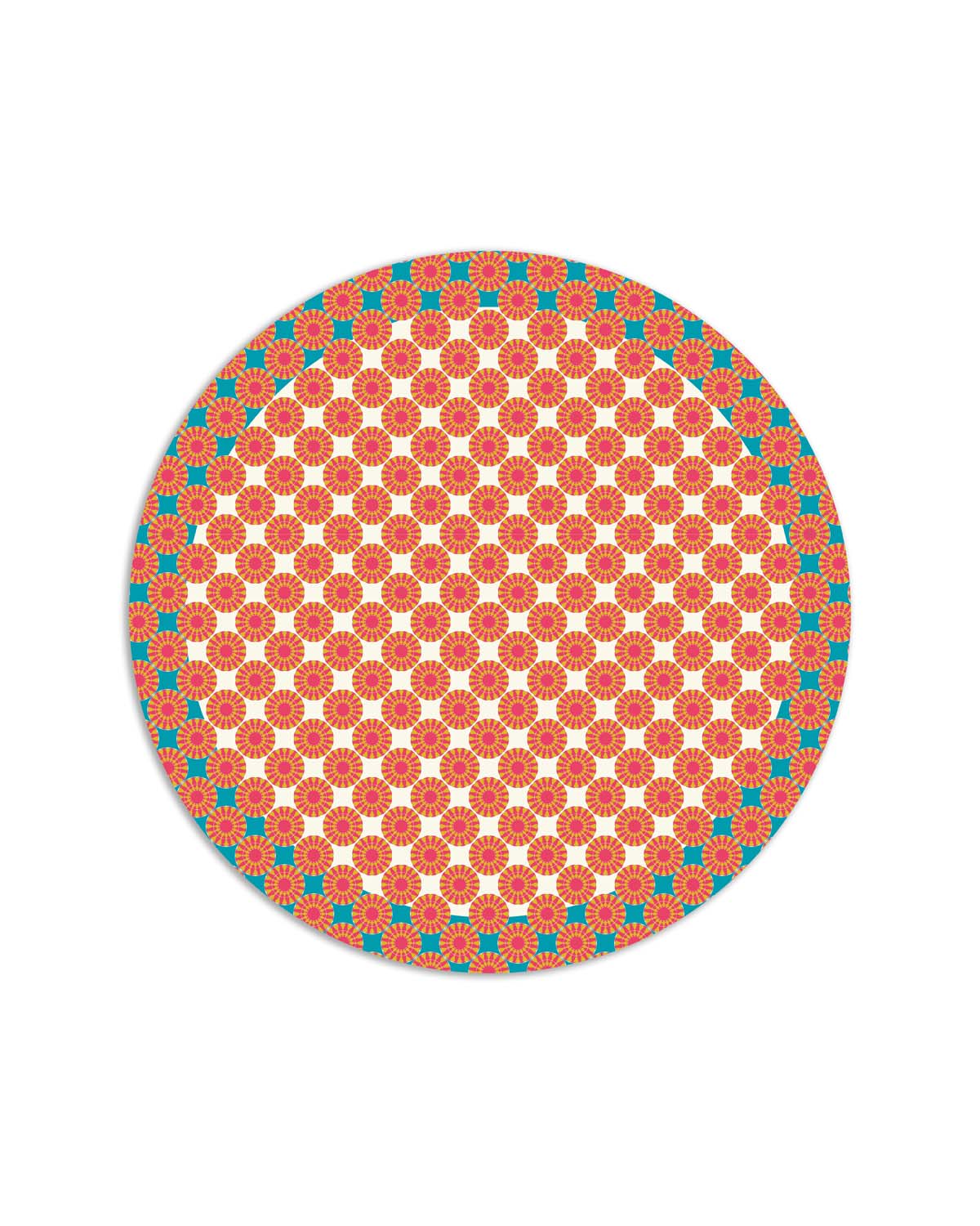 tovaglietta tonda happy days arancio azzurro bianco