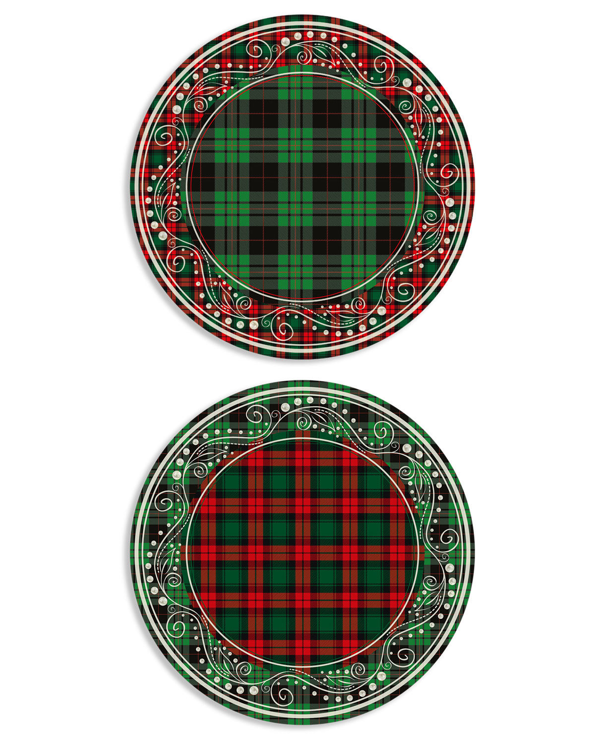 tovagliette natalizie christmas rock tartan verde e rosso